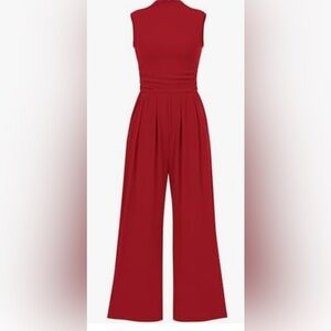 Red Wide-Leg Cropped Palazzo Pants